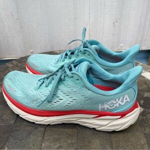 Hoka One One Clifton 8 Athletic Running Shoes Womens Size 9.5B Blue 1119394 AEBL